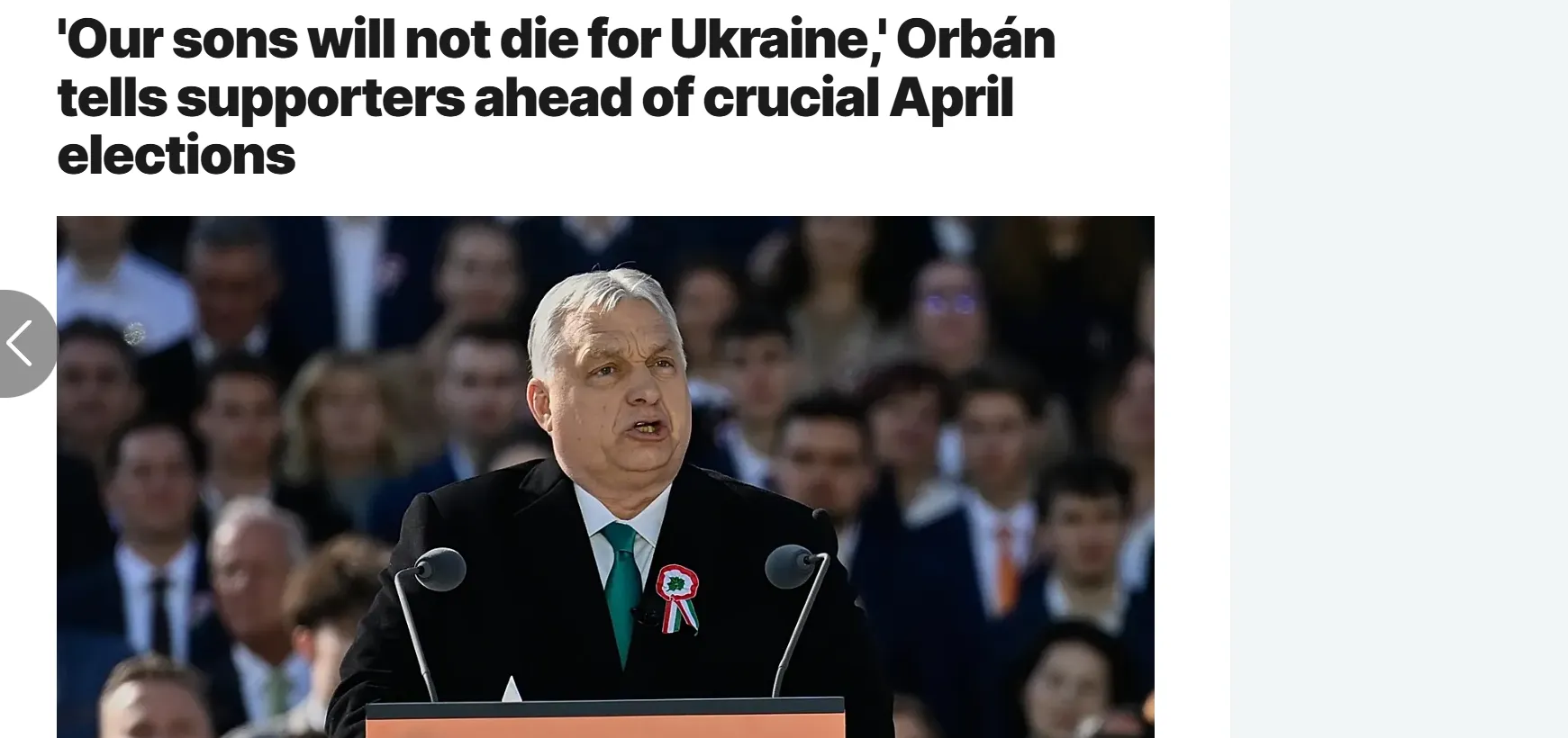 Орбан назвав майбутні вибори в Угорщині «вибором між миром і війною» — Euronews