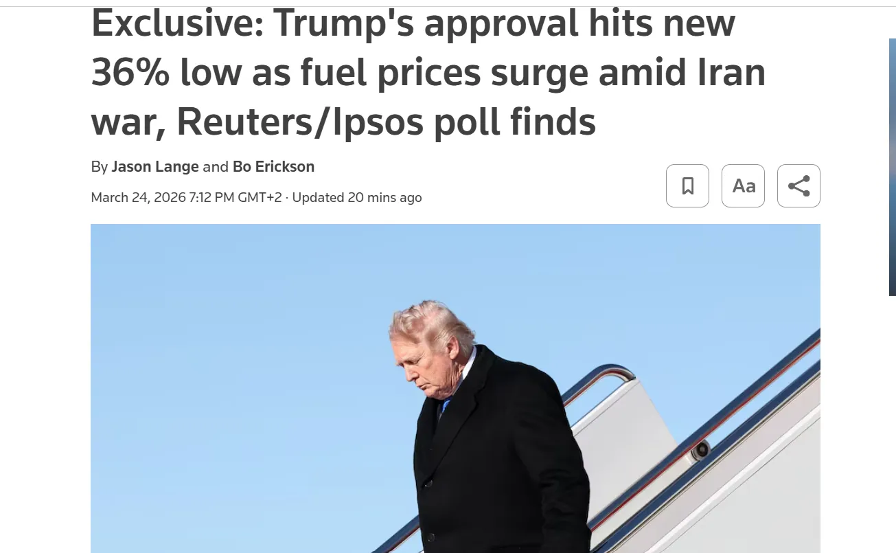 Рейтинг Дональда Трампа стрімко падає через війну та економічну кризу — Reuters