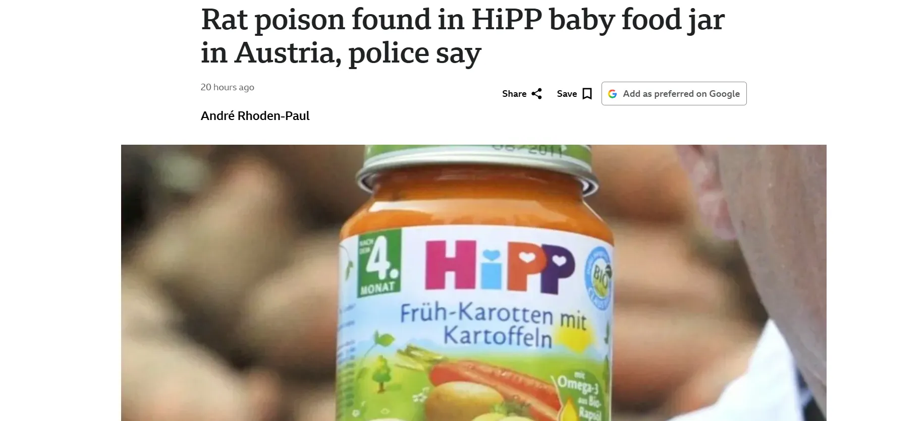 В Австрії виявили щурячу отруту в дитячому харчуванні HiPP — ВВС