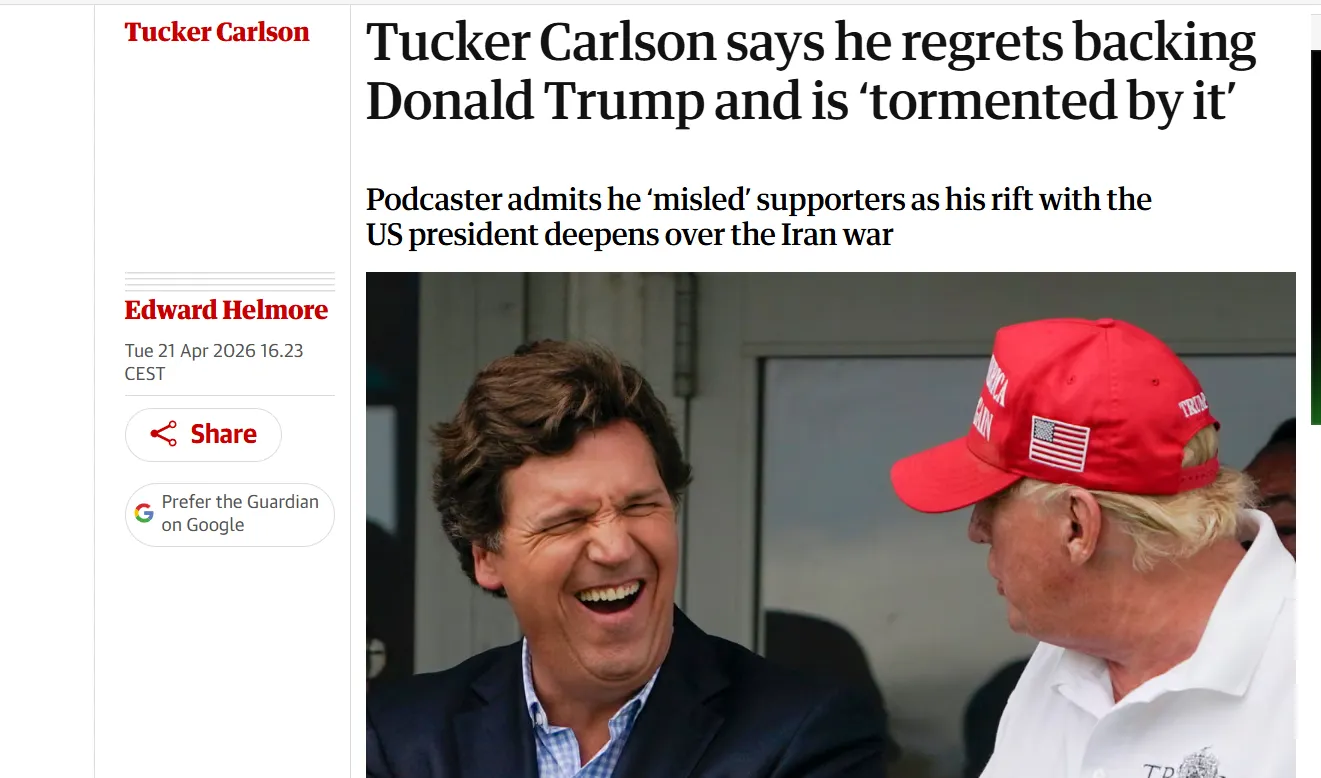 Карлсон вибачився за підтримку Трампа — The Guardian