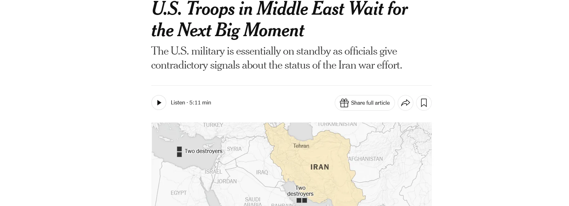 50 тис військових США чекають наказу для атаки на Іран — NYT