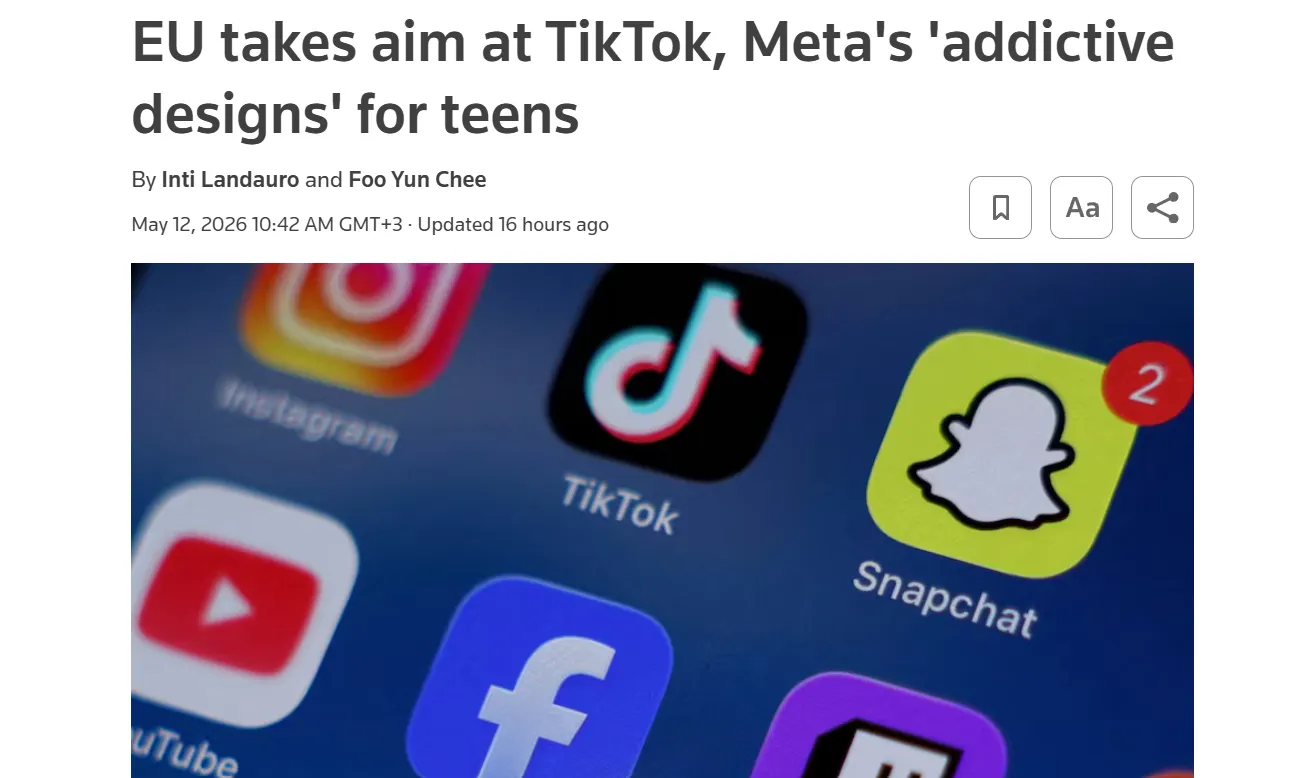 ЕС готовит меры против TikTok, Meta и X из-за дизайна, привлекающего детей — Reuters
