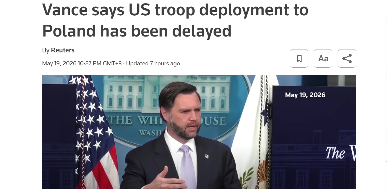 США не виводять війська з Польщі, йдеться про затримку — Венс