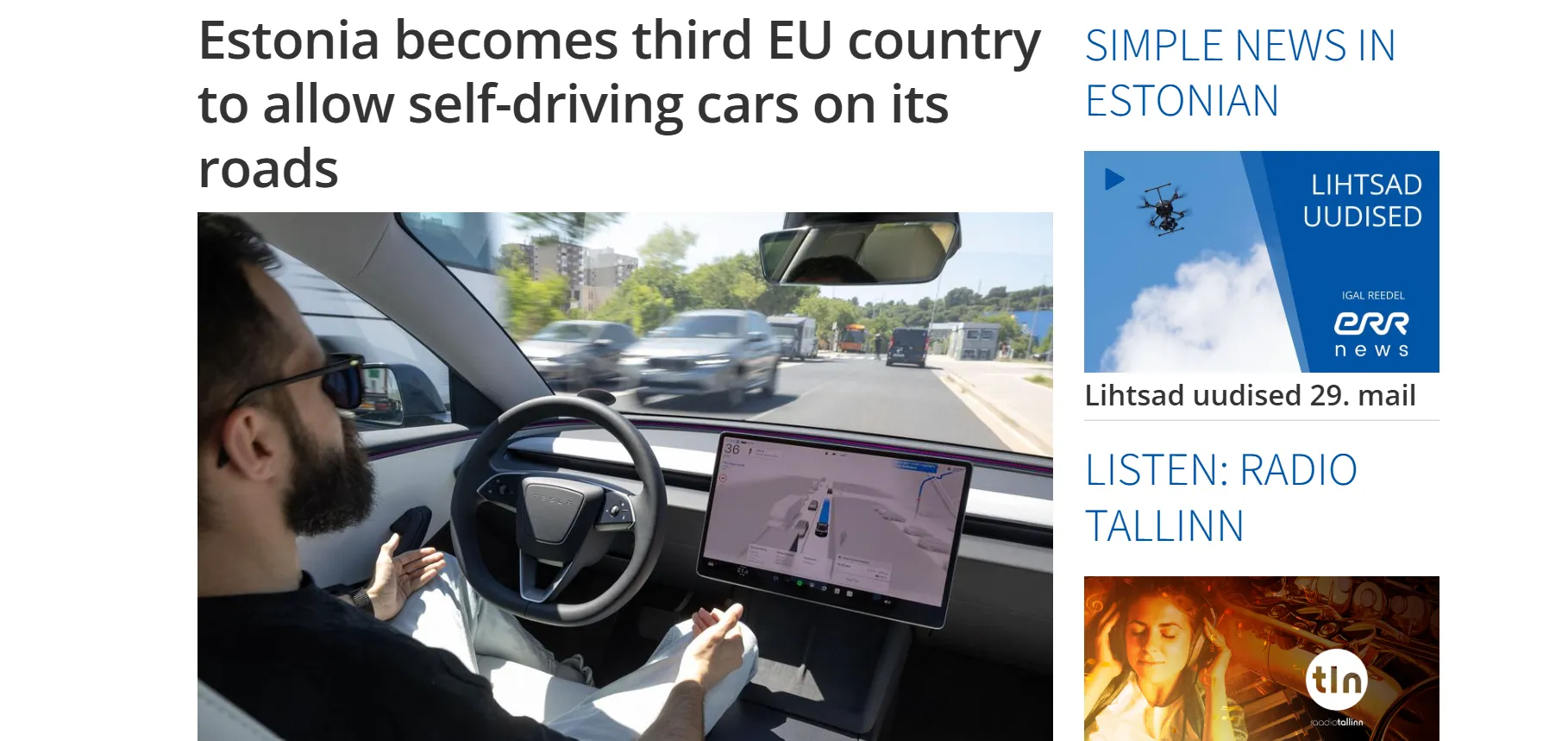 Estonia has authorized the use of self-driving Teslas — ERR