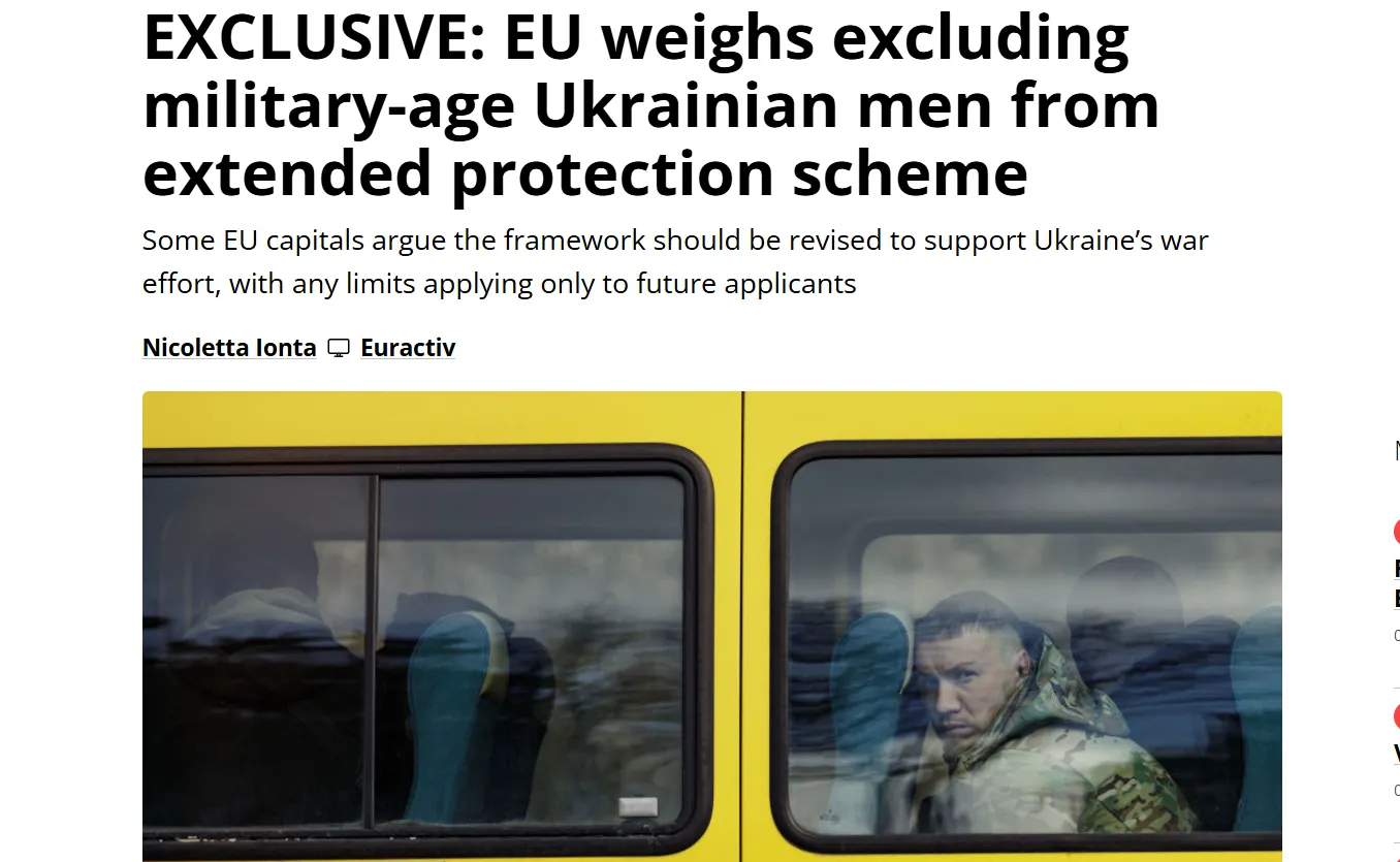 ЄС планує скасувати тимчасовий захист для українських чоловіків призовного віку — Euractiv