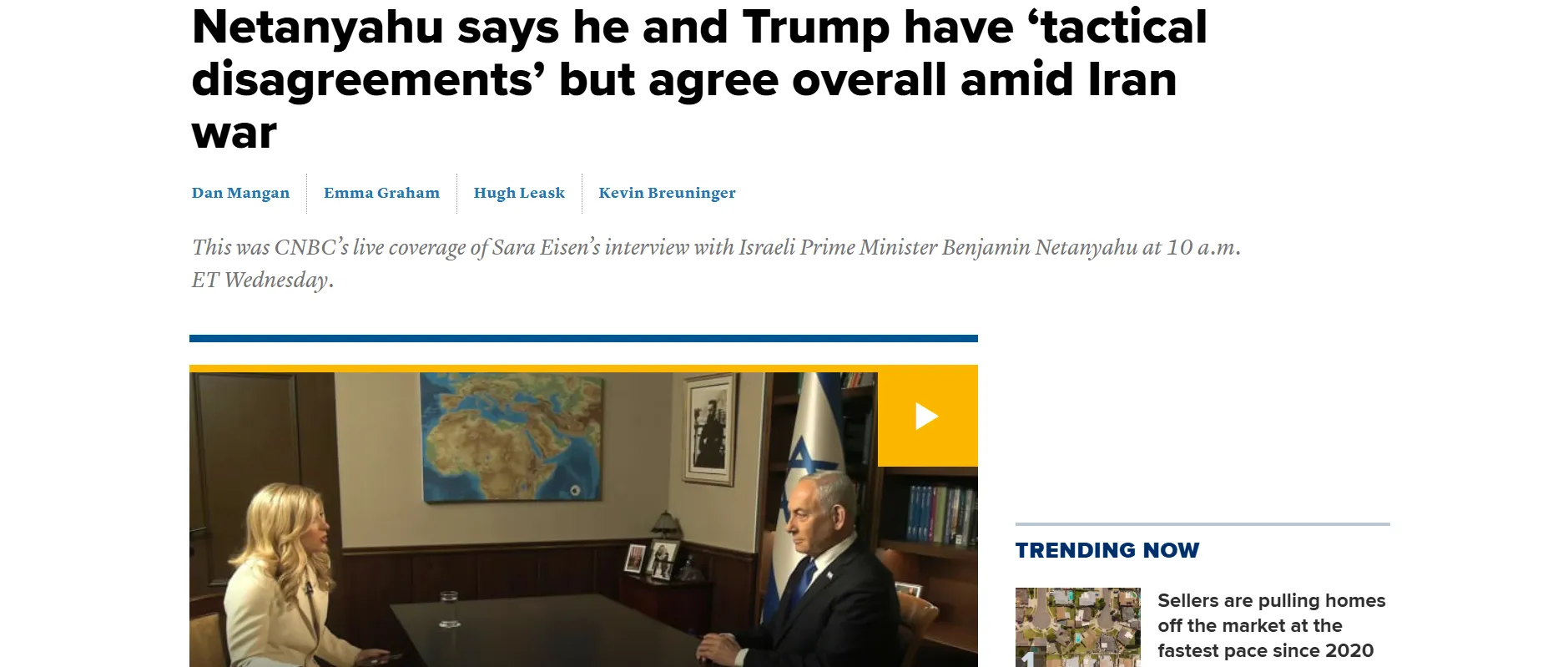 Israeli Prime Minister Compares Disagreements with Trump to Family Arguments — CNBC