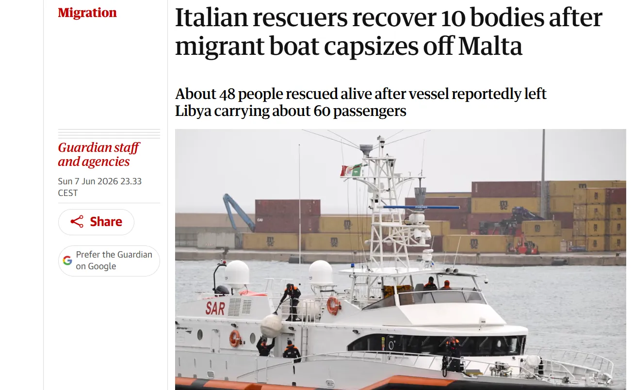 У берегов Мальты перевернулась лодка с около 60 мигрантами — The Guardian