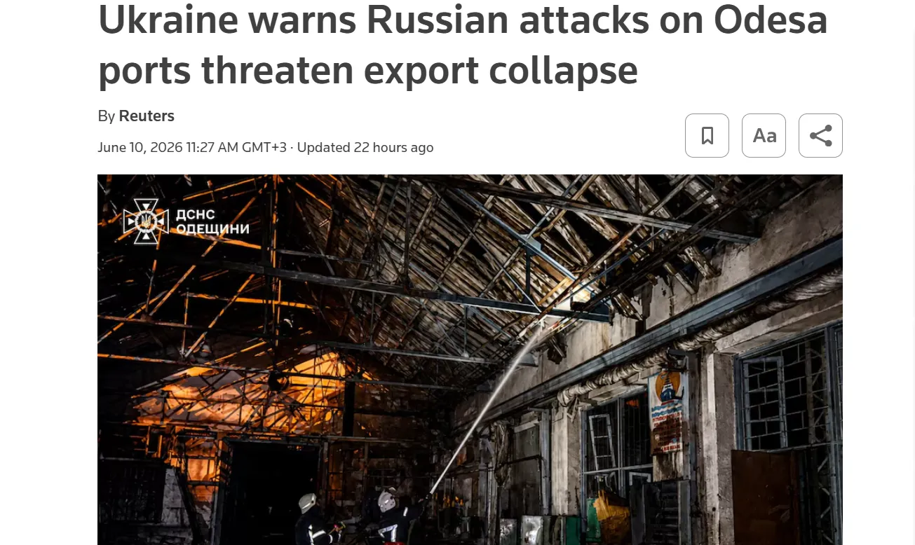 Удары по портам Одессы грозят Украине обвалом экспорта — Reuters