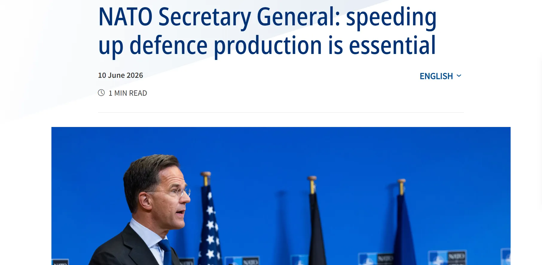 Rutte once again called for an acceleration of defense production in NATO countries
