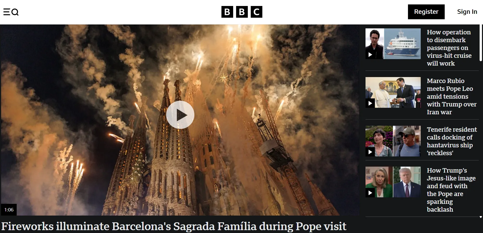 The Pope inaugurated the main tower of the Sagrada Família in Barcelona — BBC