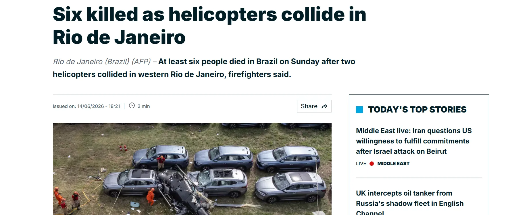 У Ріо-де-Жанейро зіткнулися два гелікоптери — AFP