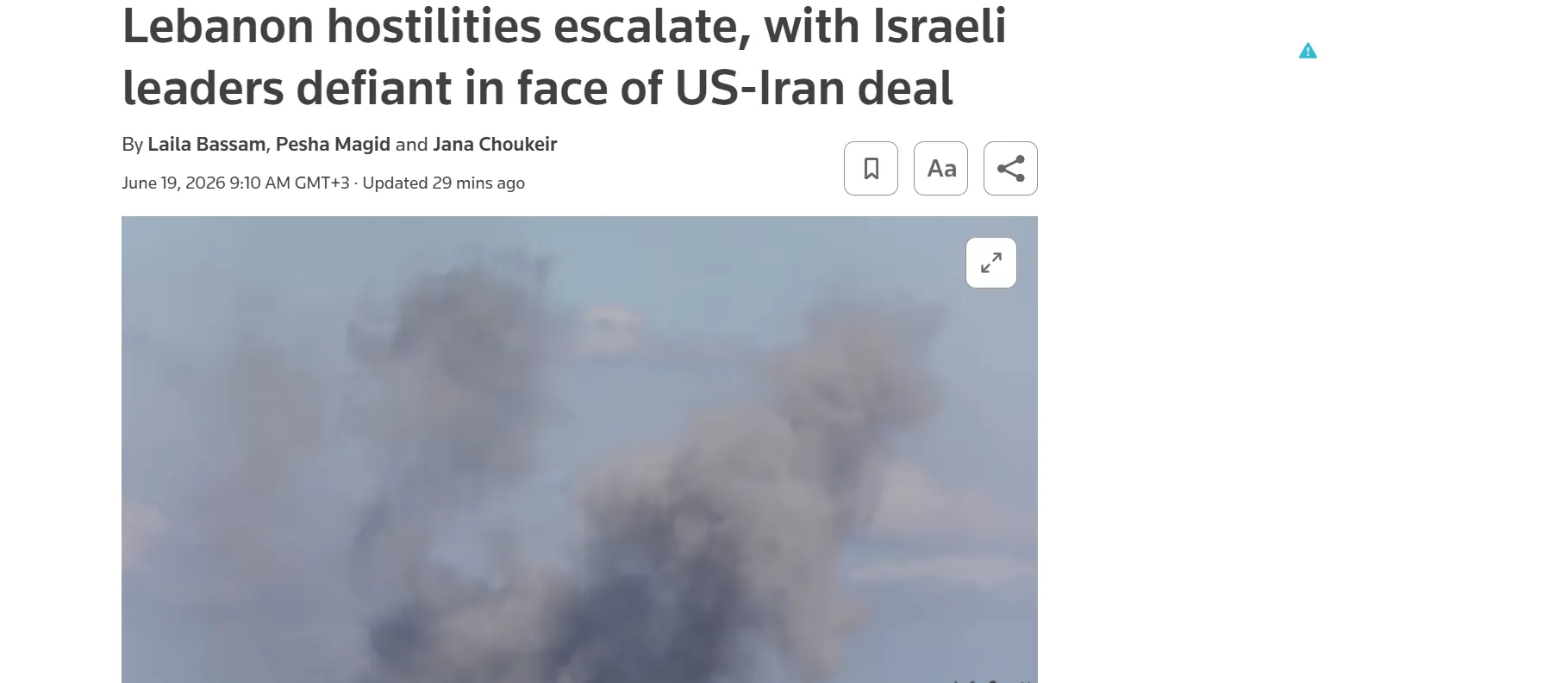 Lebanon Reports 18 Dead as a Result of Israeli Strikes — Reuters