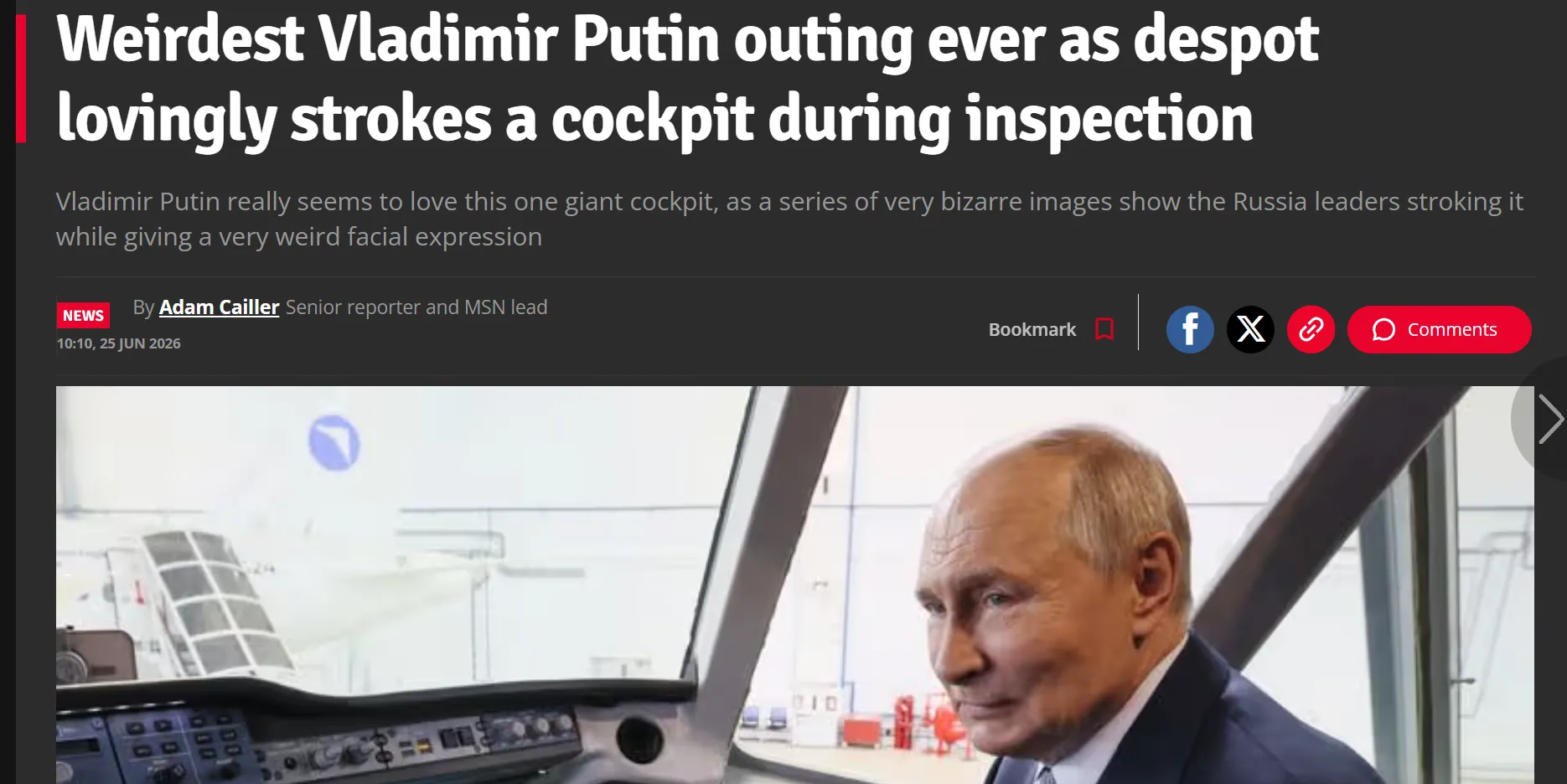 Putin caressed the plane with a strange look on his face — Daily Star