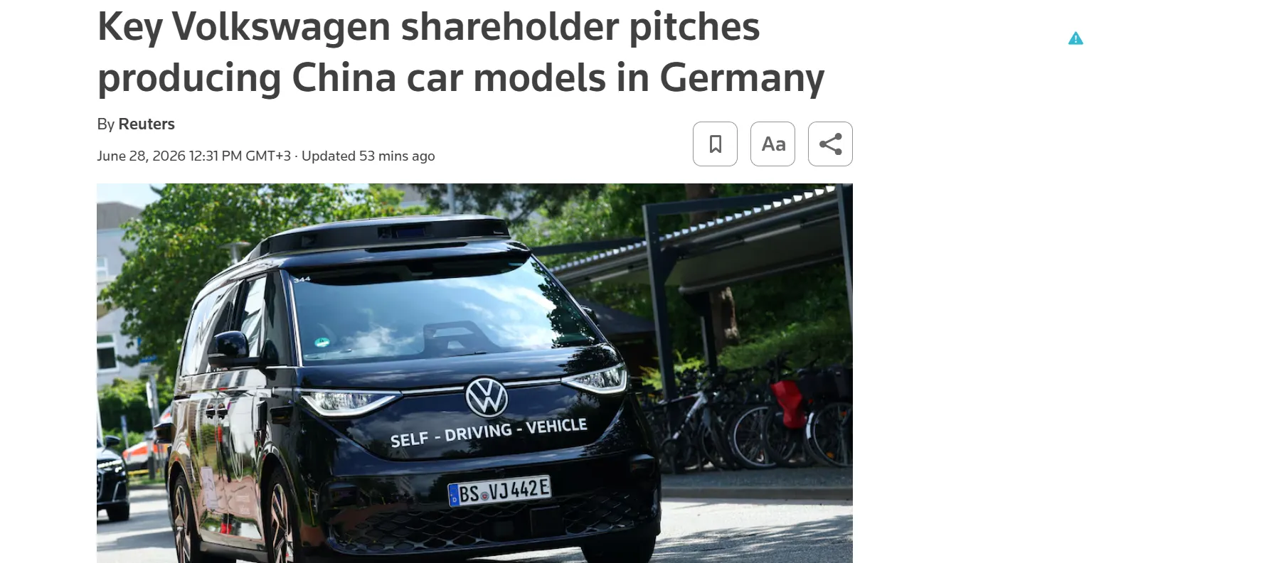 Компанії Volkswagen пропонують виробляти в Німеччині автомобілі, розроблені в Китаї — Reuters