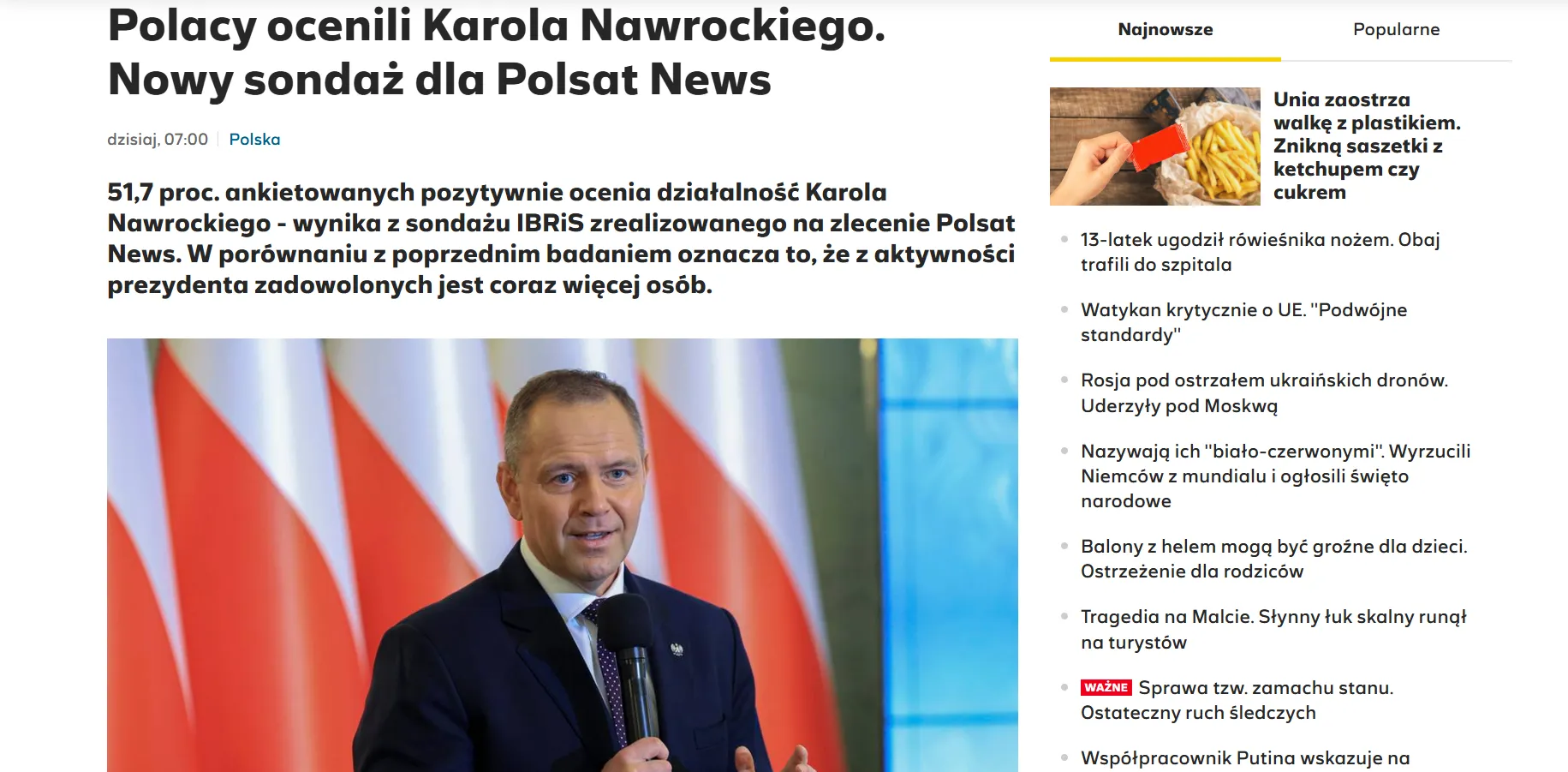 Более 50 % поляков положительно оценивают деятельность президента Навроцкого — Polsat