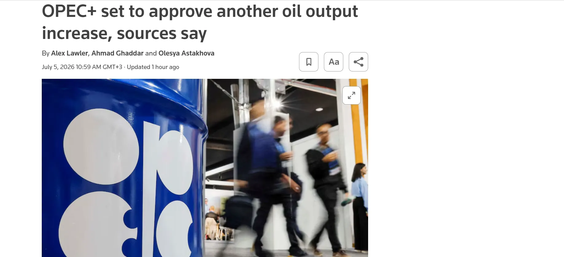 ОПЕК+ одобрит очередное увеличение добычи нефти — Reuters