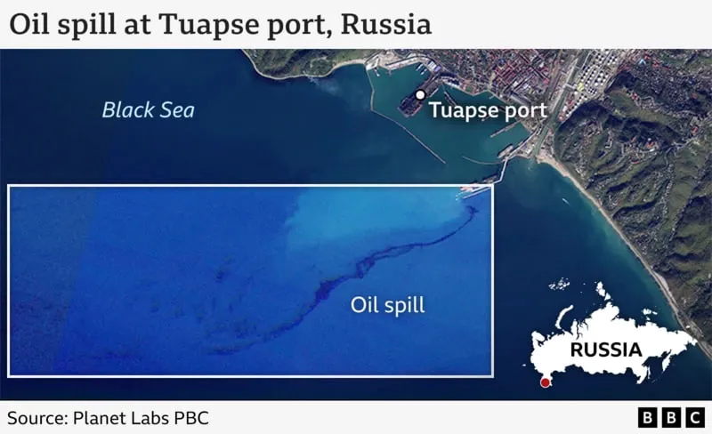 Удар дронів СБУ по порту Туапсе спричинив масштабний розлив нафти у Чорне море