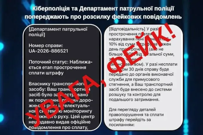 Police have warned Ukrainians about fake traffic tickets