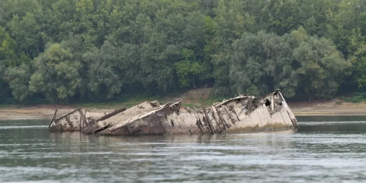 Nazi ships that had sunk have reappeared in the Danube