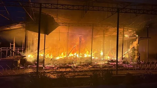 In the Kharkiv region, a Russian drone struck a market, causing a fire