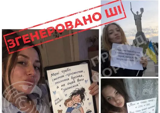 Russian propaganda is spreading fake photos of Ukrainian women with messages opposing mobilization