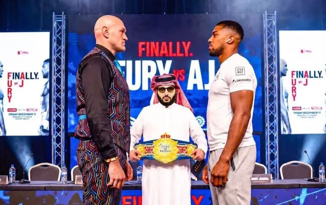 Fury and Joshua had their first stare-down ahead of the fight