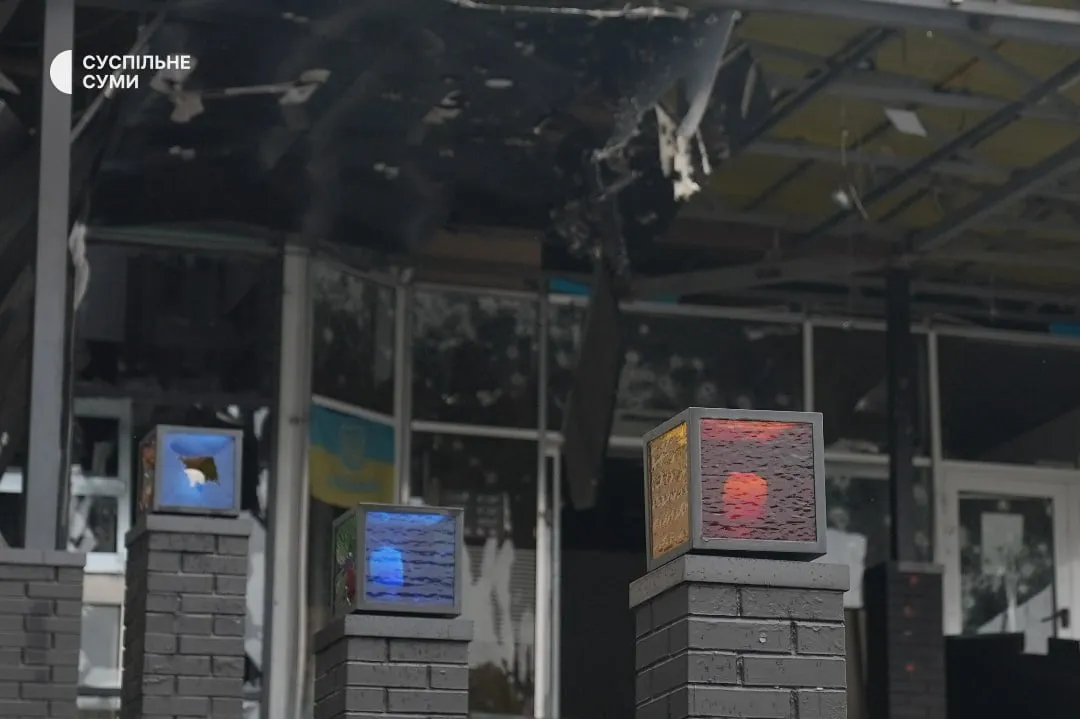 In downtown Sumy, a Russian drone struck a shopping center