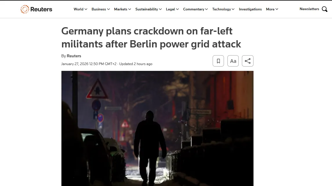 У Німеччині посилять заходи проти ультралівих після блекауту в Берліні