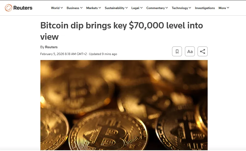 Біткойн опустився до найнижчого рівня з листопада 2024 року — Reuters