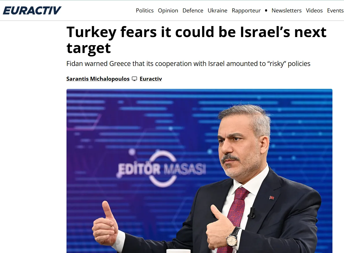 Туреччина остерігається можливої загрози з боку Ізраїлю —  Euractiv