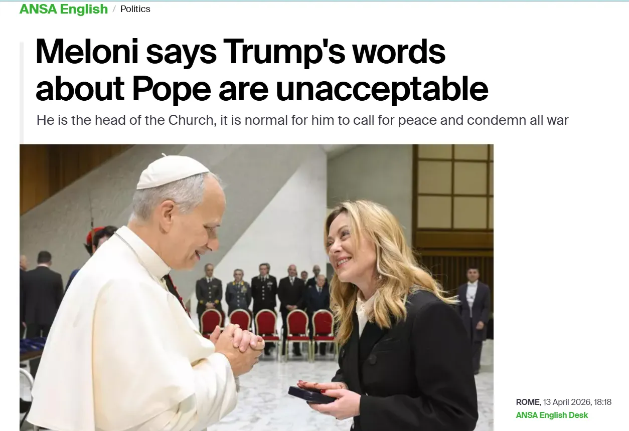 Мелоні розкритикувала слова Трампа про Папу Римського — ANSA