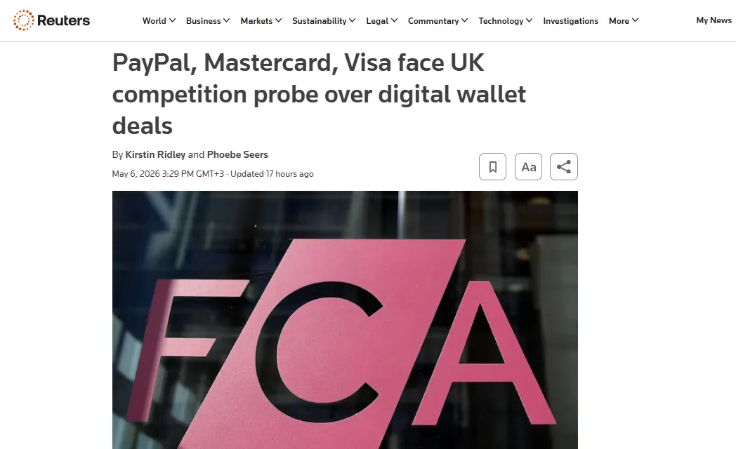 FCA розпочала розслідування щодо PayPal, Visa і Mastercard через конкуренцію