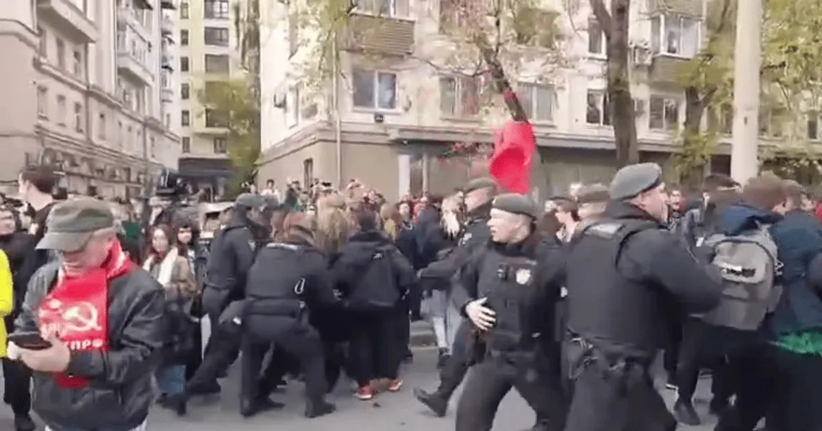 About 60 people were detained at a Communist rally in Moscow