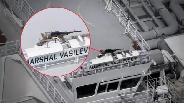 A Russian tanker armed with machine guns was spotted in the Gulf of Finland