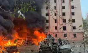 Video: A large-scale fire at Epicenter in the Mykolaiv region was extinguished following a Russian strike