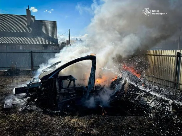 На Львівщині палили траву, а згоріла Tesla