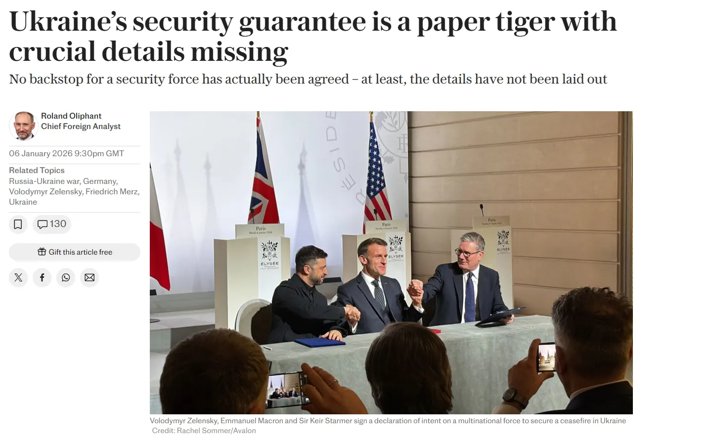 Гарантії безпеки для України поки виглядають як «паперовий тигр» — The Telegraph