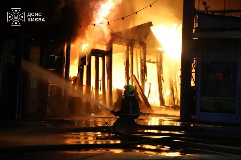 A market and several buildings were damaged in Kyiv as a result of an overnight attack