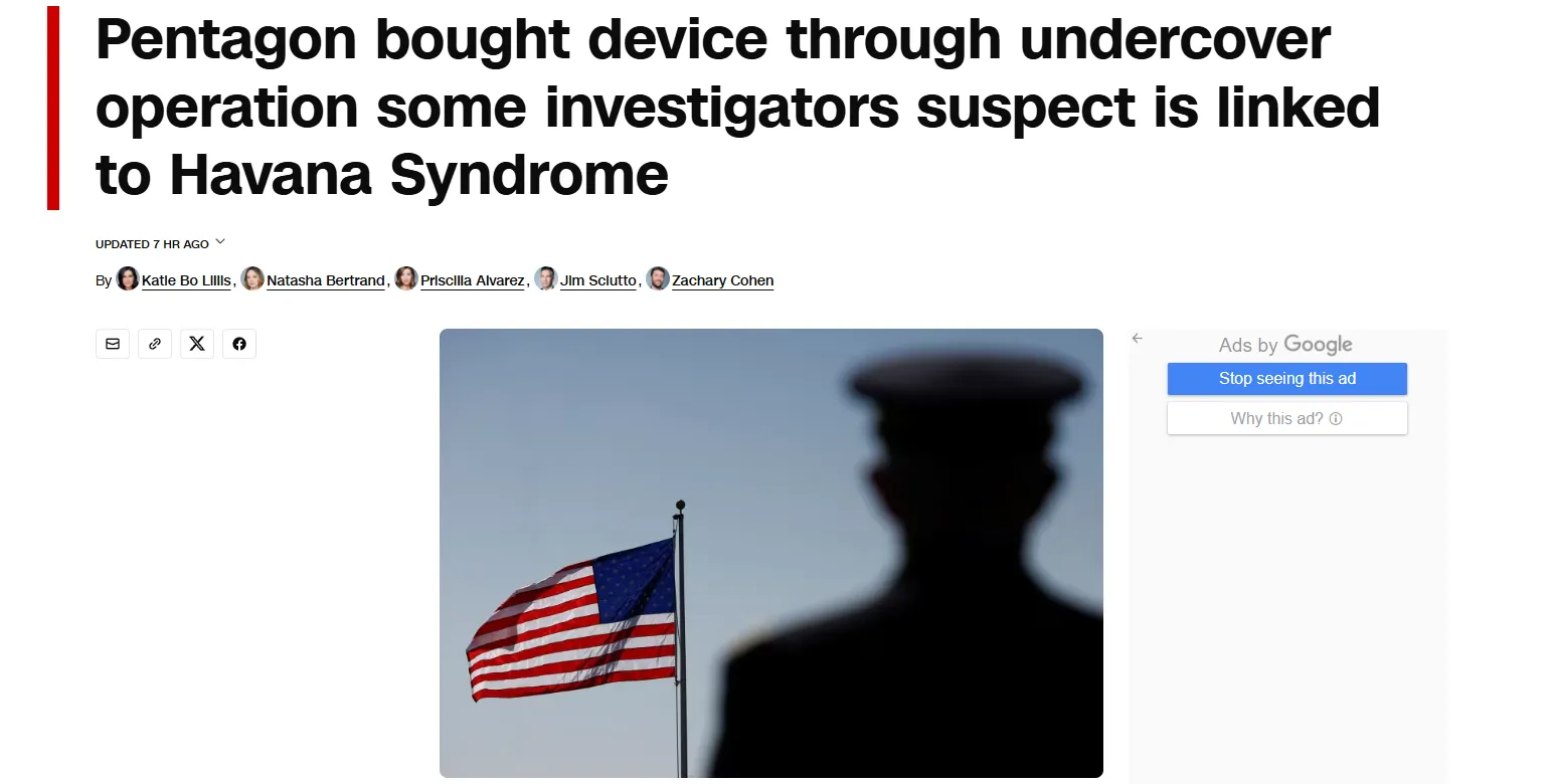 Пентагон тестував загадковий пристрій, пов’язаний із «гаванським синдромом» — CNN
