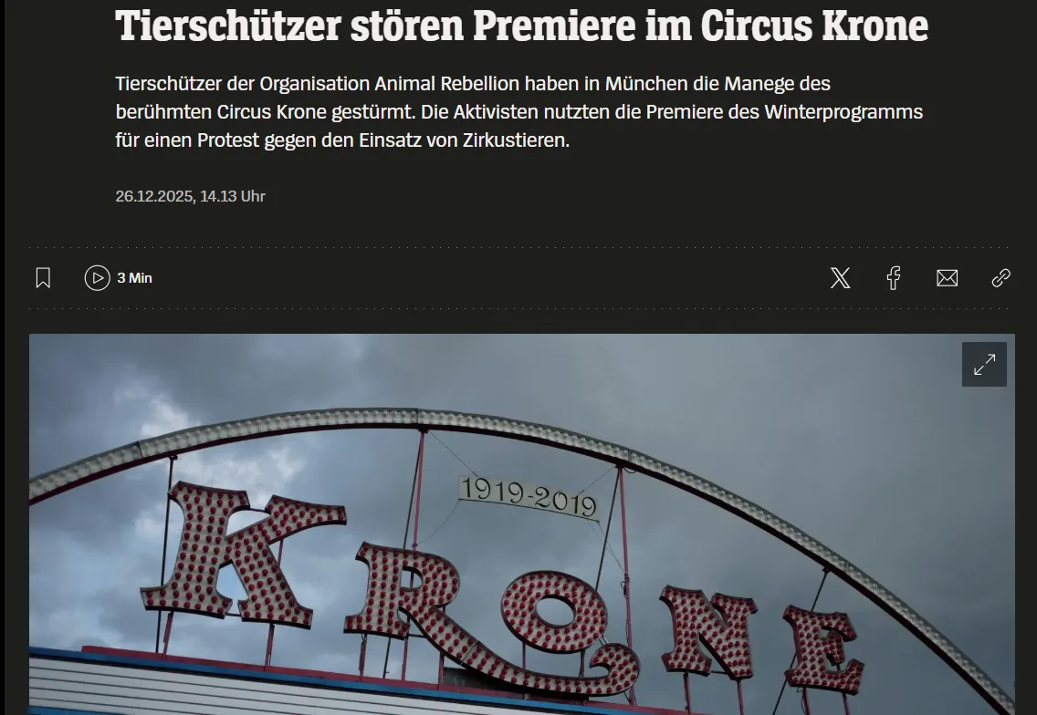 У Німеччині зоозахисники зірвали виставу популярного цирку