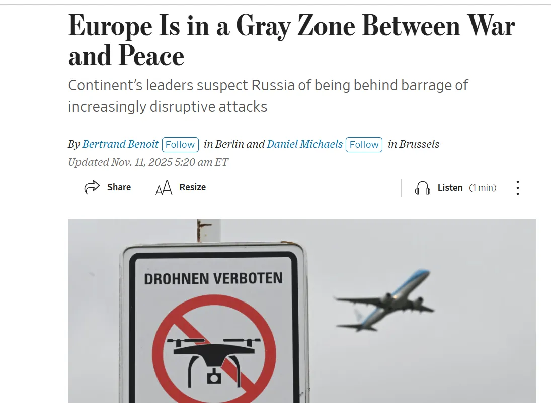 Європа опинилася між війною і миром: у ЄС масово фіксують вторгнення дронів