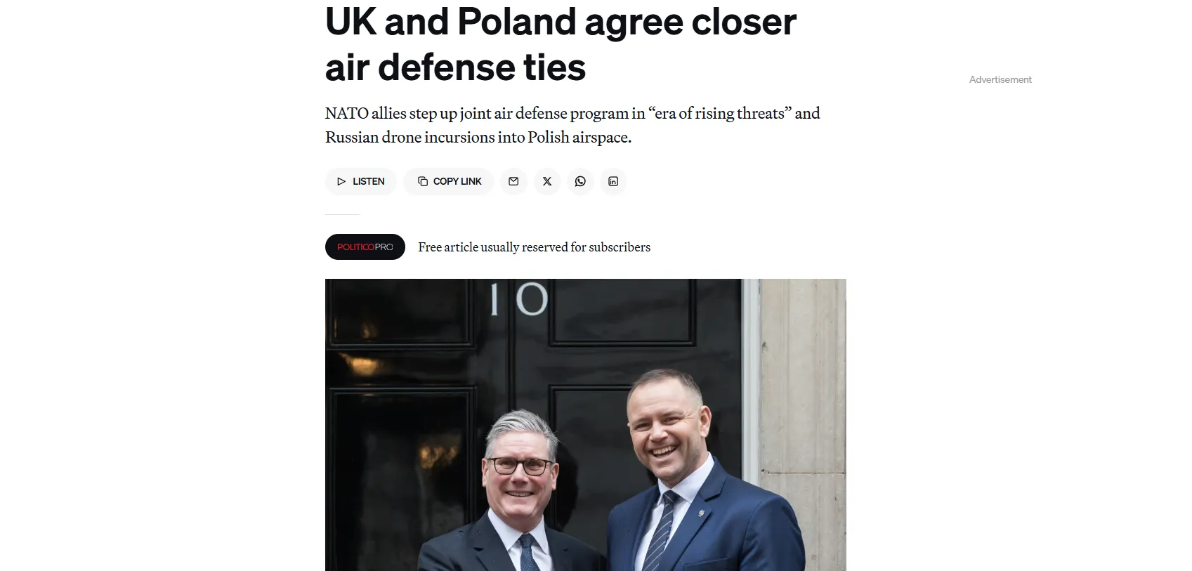 Британія та Польща посилюють співпрацю для захисту повітряного простору