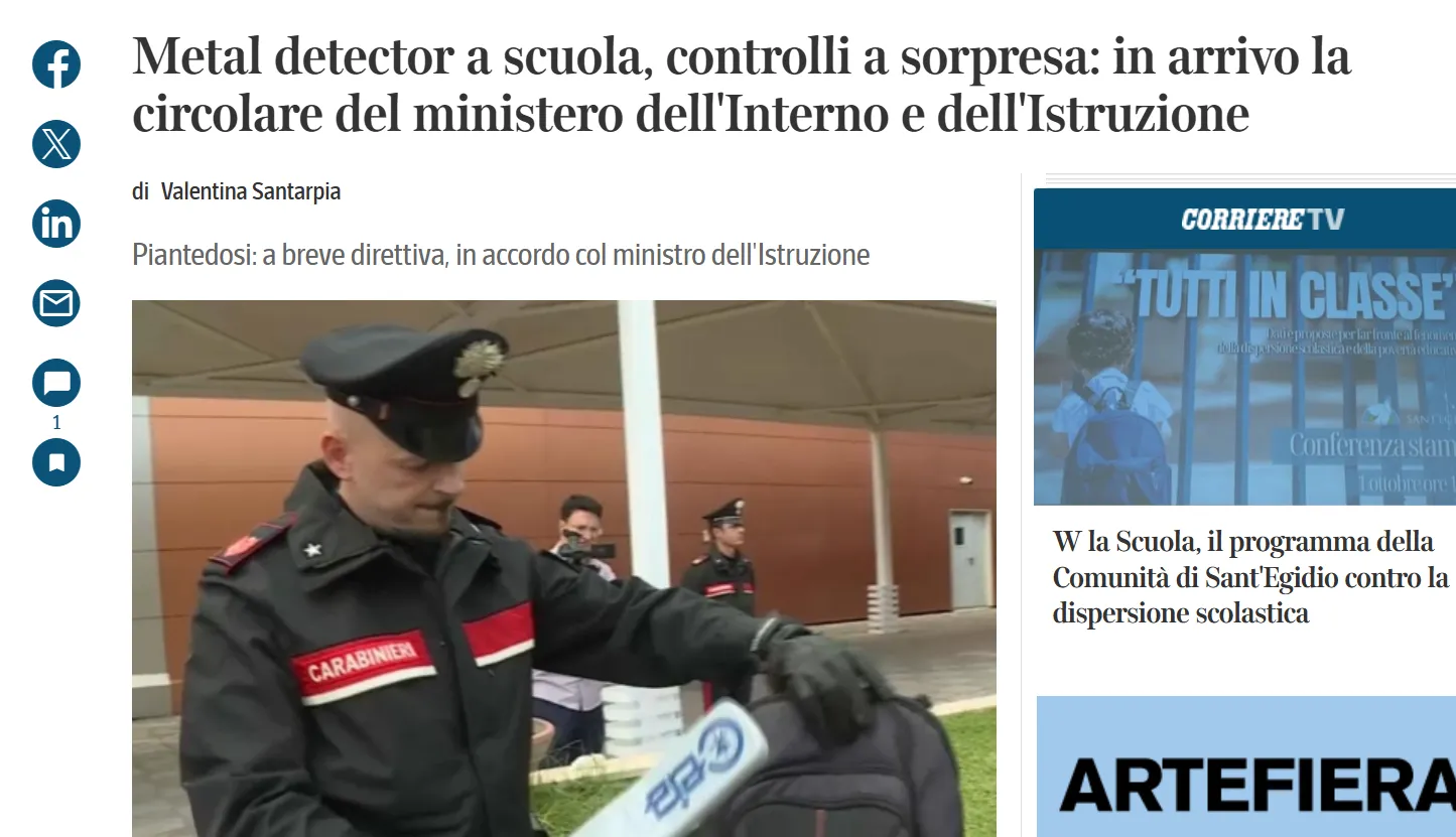 В Італії пропонують превентивні перевірки у школах металодетекторами