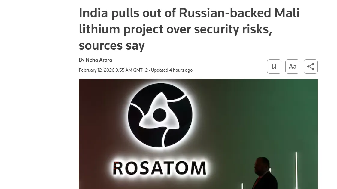 Індія відмовилася від літієвого проєкту в Малі через Росію