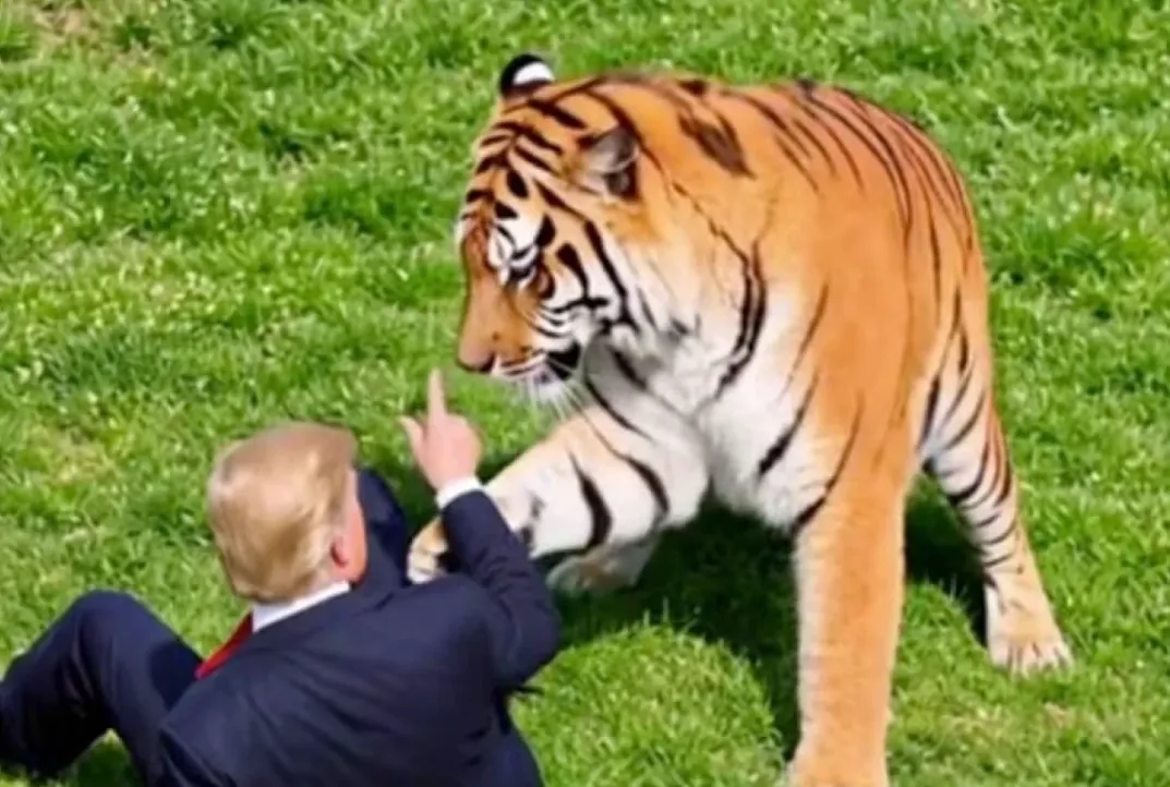 Трамп опубликовал видео, созданное с помощью ИИ, с тигром, убившем британца: семья возмущена