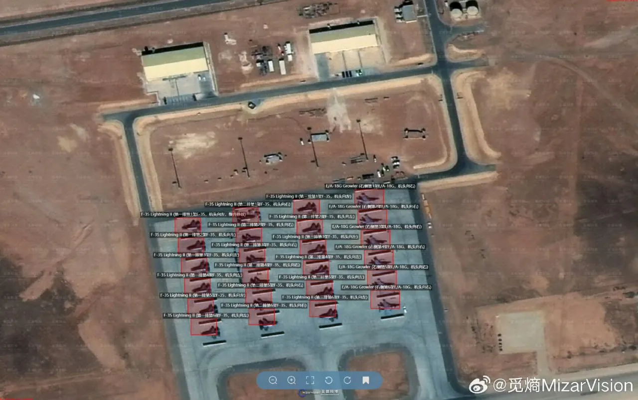 Satelity zarejestrowały dużą koncentrację samolotów USA w pobliżu Iranu