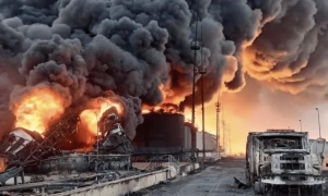 A rocket struck an unfinished building in Kyiv, injuring construction workers