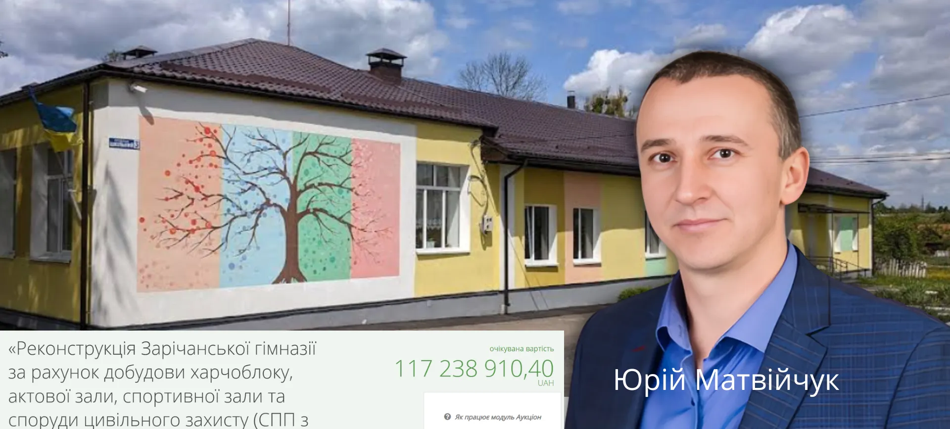 Реконструкцію Зарічанської гімназії укладають вдруге — цього разу на 3 млн грн дешевше і