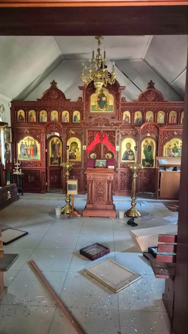 A Russian strike damaged a church belonging to the Ukrainian Orthodox Church (Moscow Patriarchate) in Kyiv