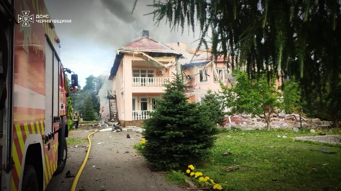Russian drones attacked the Chernihiv region, damaging a gas station and a resort